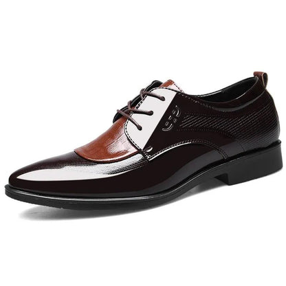 Oxford Business Men Shoes Patent Leather Lace Up Shoes Business Dress Soft Sole Breathable Spring Wedding  Shoes