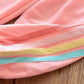 Girls' Ice Silk Cotton Rainbow Striped Casual Mosquito Pants Big Children's Baby Thin Sports Trousers Summer