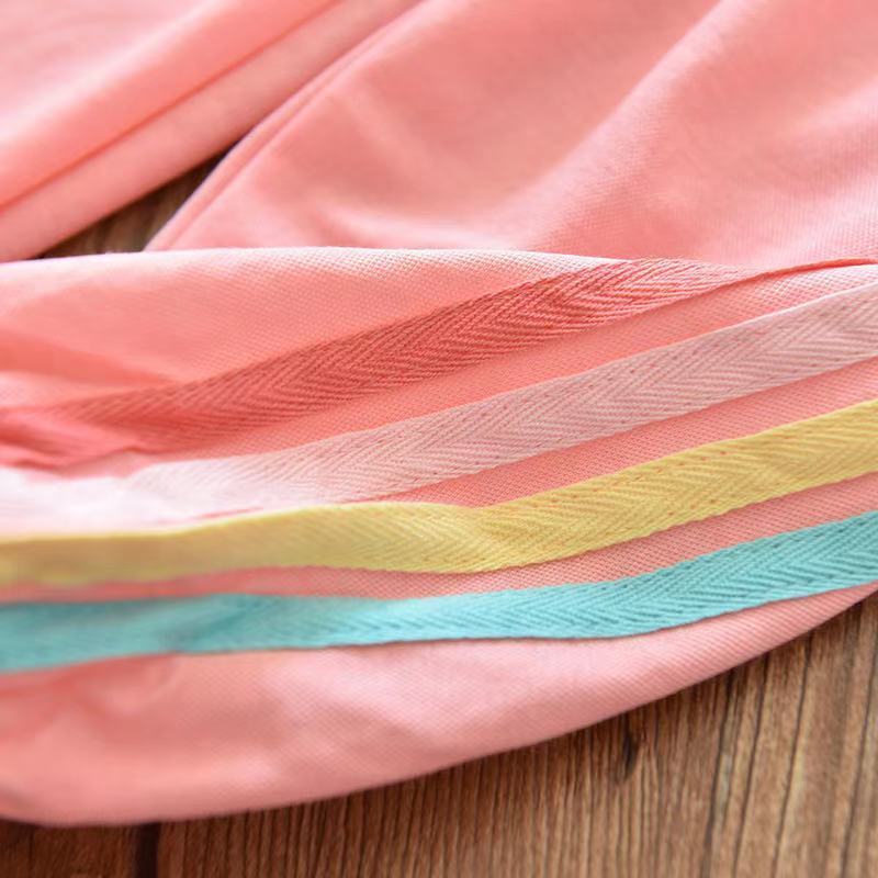 Girls' Ice Silk Cotton Rainbow Striped Casual Mosquito Pants Big Children's Baby Thin Sports Trousers Summer