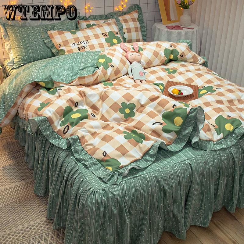 Bedding Sets Quilt Cover Cotton Four-piece Bedding Set Bed Skirt  Bed Linen Bed Cover Princess Style Duvet Cover Bedding Quilt Cover Bed Sheet