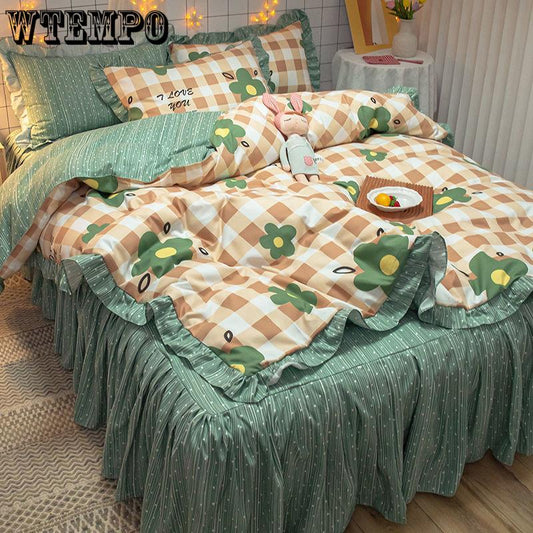 Bedding Sets Quilt Cover Cotton Four-piece Bedding Set Bed Skirt  Bed Linen Bed Cover Princess Style Duvet Cover Bedding Quilt Cover Bed Sheet