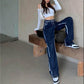 High Waist Jeans Female Design Is Loose Wide Leg Wild Trend Straight Dark Blue Jeans