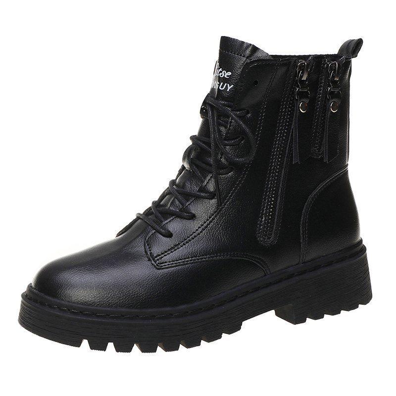 Woman Leather Ankle Boots Lace Up Shoes Woman Short Autumn Winter  Martin boots Platform Heels Working Boots Footwear