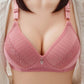 Lace Bra Thin Section Breathable Comfortable No Steel Ring Bra Ladies Large Size Sexy Shaping Anti-Sagging Back Buckle Bra