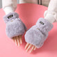 Winter Clamshell Half-finger Gloves Women Plus Velvet Thick Wild Plush Gloves Cold and Warm Cycling Gloves