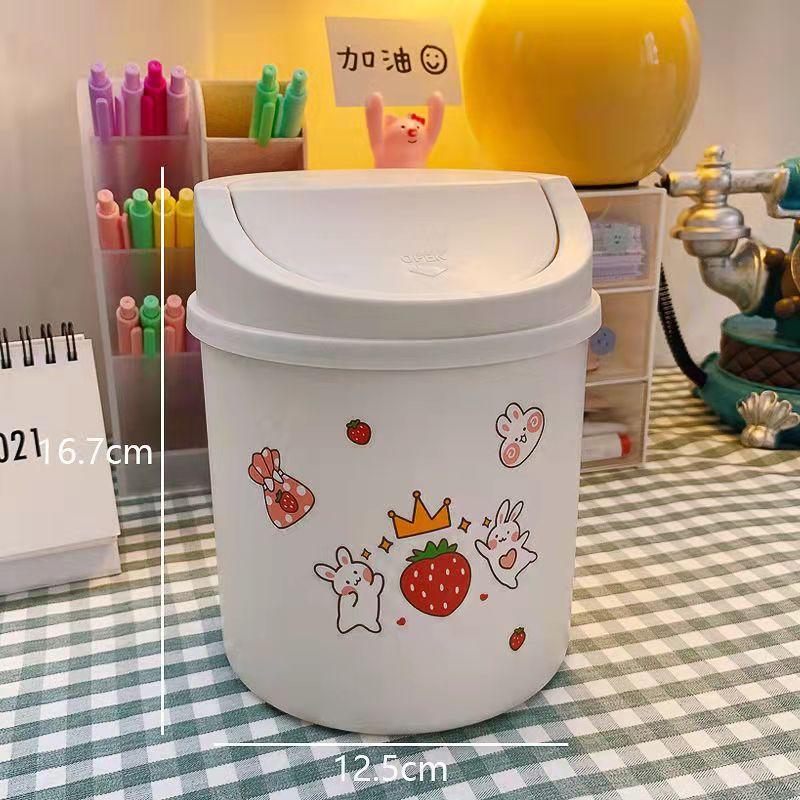 Desktop Trash Can Cute Net Red Mini Girl Ins Covered Small Office Home Simple Nordic Storage Box To Send Sticker Pen Holder Storage Waste Bin