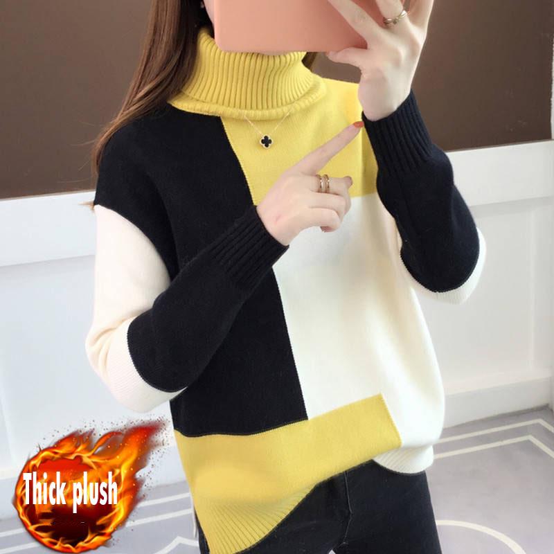 Women Sweater Turtleneck Long Sleeve Knitted Sweater Women Winter