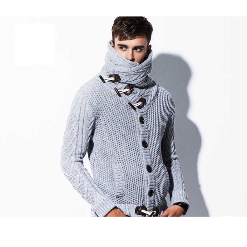 Sweater Jacket Plus Velvet Thickening Cold Warm Sweater Cardigan Sweater Male Trend High Collar