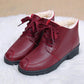Women's Autumn and Winter Casual Sports Shoes Plus Velvet Warm Soft Bottom Pu Leather Shoes All-match Ladies Flat Cotton Shoes