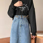 Spring Summer Korean Version Retro Long Denim Skirt Women's High Waist All-match Split A-line Denim Skirts Streetwear