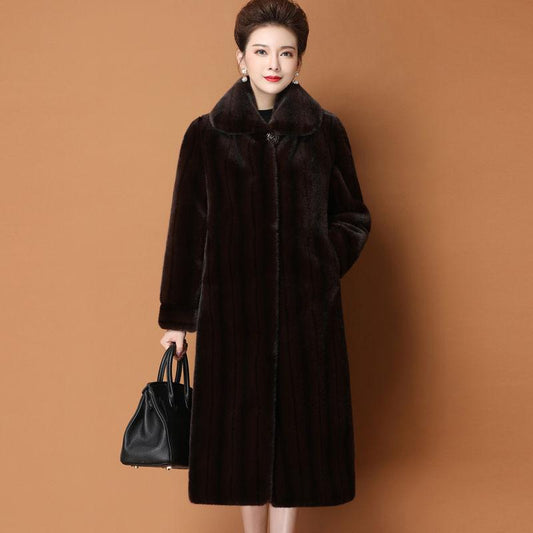 Winter Mohair Warm All-match Plus Cotton Thick Coat Women's Length Coat Women's Fur Coat Women's Mink Fur High-end  Mink Fur Coat Jacket
