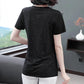 Women's Summer Short Sleeve Mid Length V-Neck Large Size Loose T-Shirt