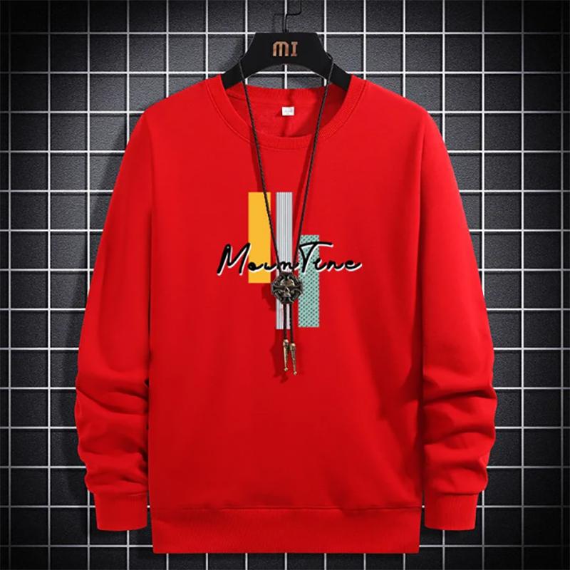 Men's Cotton Sweater Plus Velvet Long-sleeved Sweatshirts Loose Large Size Casual Round Neck Pullover Bottoming Top