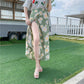Loose Beach Skirt Half-length Skirt Summer Breathable Floral Pattern One-piece Lace-up Skirt Wrap Skirt Vacation Mid-length Floral Wrap Skirt