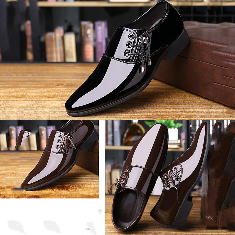 British Men's Leather Shoes Increase Formal Wear Business Shoes Cover Foot Casual Wedding Shoes