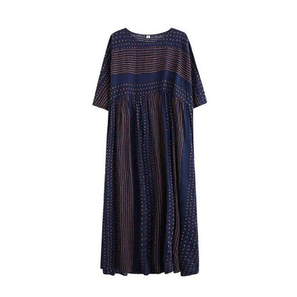 WTEMPO Women Plus Size Dress Summer Short Sleeve Round Neck Long Dress Casual Full Length