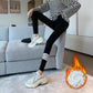 High-waist Women's Thin and Versatile Leggings Solid Color Outer Wear Plus Velvet Stretch Leggings Thickened Straight Leg Pants To Keep Warm