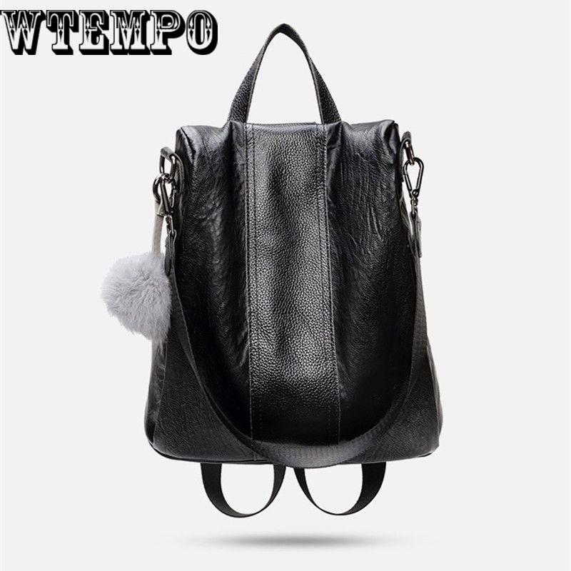 Women Backpack School Bag Pu Leather Backpack Female  Vintage Leisure Travel Backpack for Women