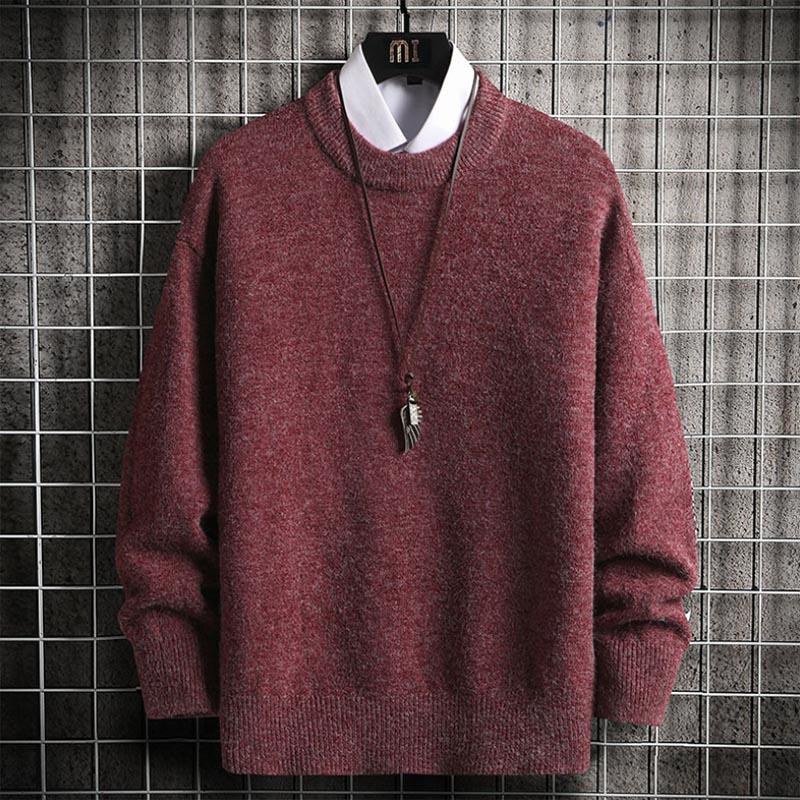 Autumn And Winter Men Casual Imitated Mink Wool Solid Color O Neck Pullover Sweaters 9 Color M-3XL