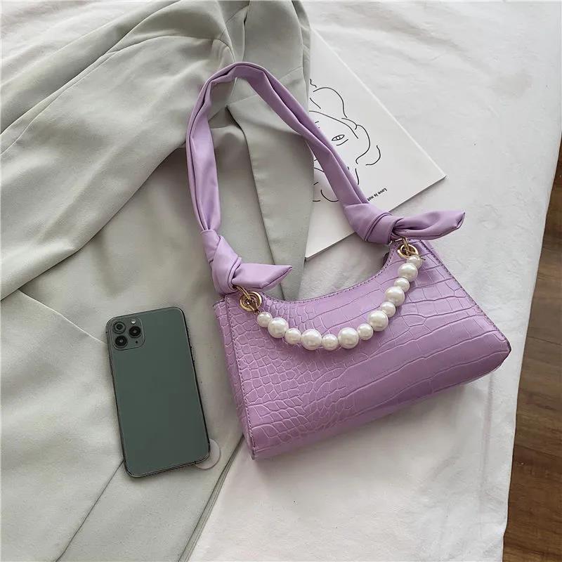 Crocodile Pattern Small PU Leather Armpit Bag For Women Shoulder Handbags Lady Simple Hand Bag Beautiful