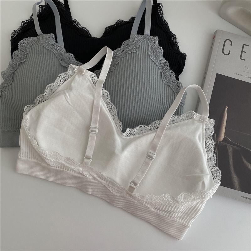 Korean Version Pure Desire Style Lace Bra No Steel Ring Wrapped Chest Anti Light Hanging Belt Bottomed Vest Bra