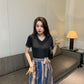 M-XXXL 2 Pieces Ladies Suit Skirt Spring and Summer Short Sleeve  Mid-length Casual Vacation Office Home