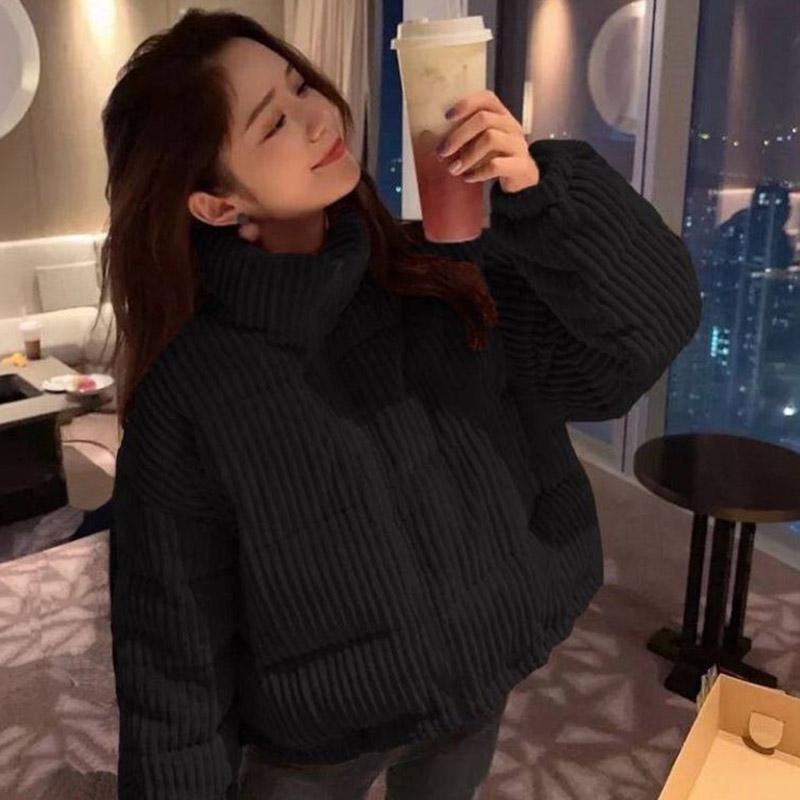 Winter Down Coat Korean Fashion Short Corduroy Coat Thick Loose Plus Size Down Jacket