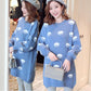 Fall/Winter Maternity Dress Long Sleeve Loose Fashion Top Color Block Round Neck Sweater