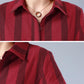 Long-sleeved All-match Plus Size Women's Striped Shirt Mid-length Shirt Temperament Top