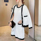 Small Fragrant Style Knitted Cardigan Jacket Female Design Sense Niche Sweater Loose Lazy Style High Sense of Top Two-piece Suit