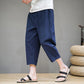 Linen Shorts Men's Loose Eight-quarter Pants Summer Thin Cotton and Linen Large Size Wide-leg Casual Harem Pants