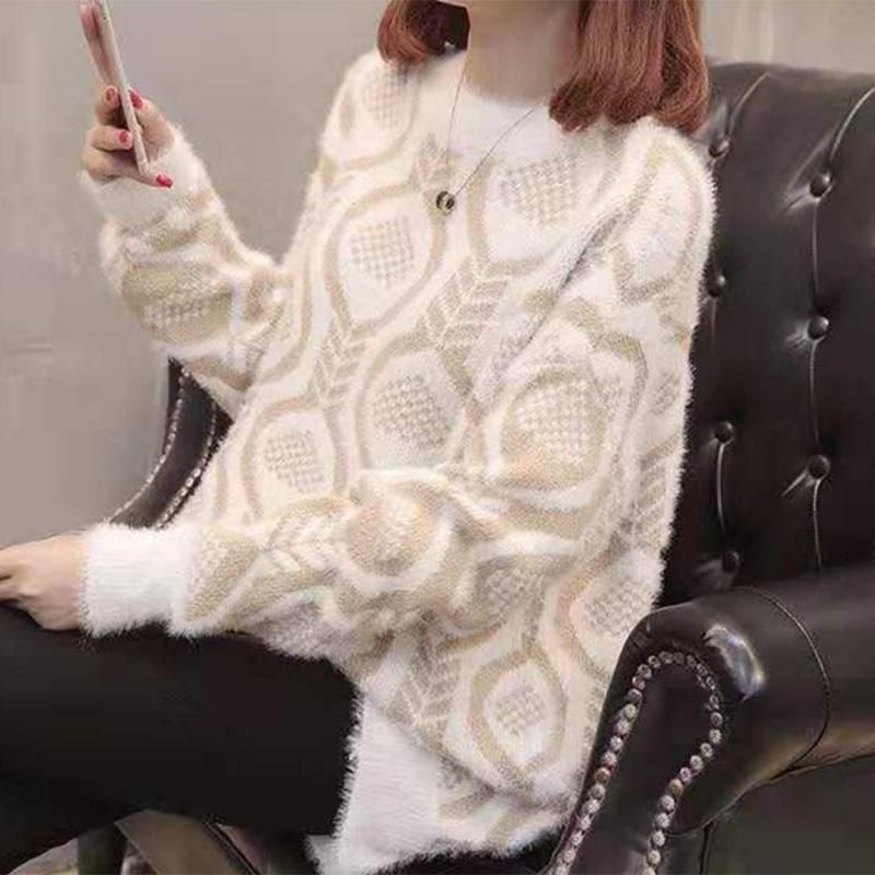 Pofulove  autumn round neck knitted bottoming shirt and women's topssweater women's loose spring