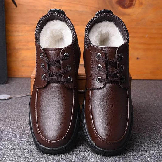 Winter Plus Velvet Thick Men's Cotton Shoes Thick-soled Non-slip Men's Casual High-top Warm Cotton Shoes Dad Shoes