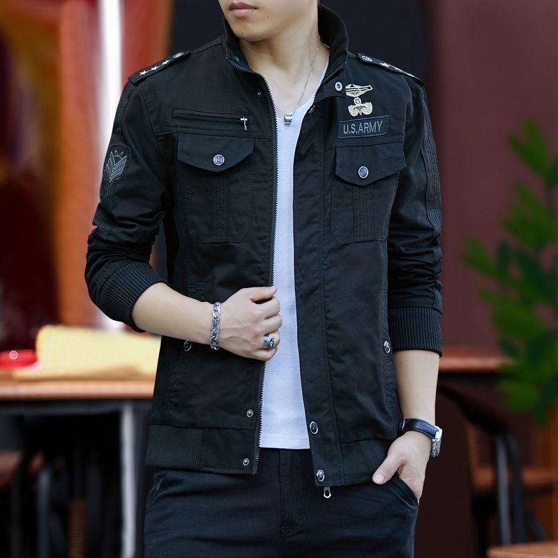 Autumn Men's Bomber Jackets Casual Male Outwear Windbreaker Stand Collar Jacket Mens Baseball Coats