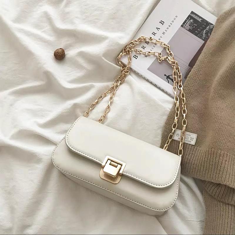 Metal Chain Women Shoulder Messenger Bags Casual Portable PU Leather Multi-Layer Large Capacity