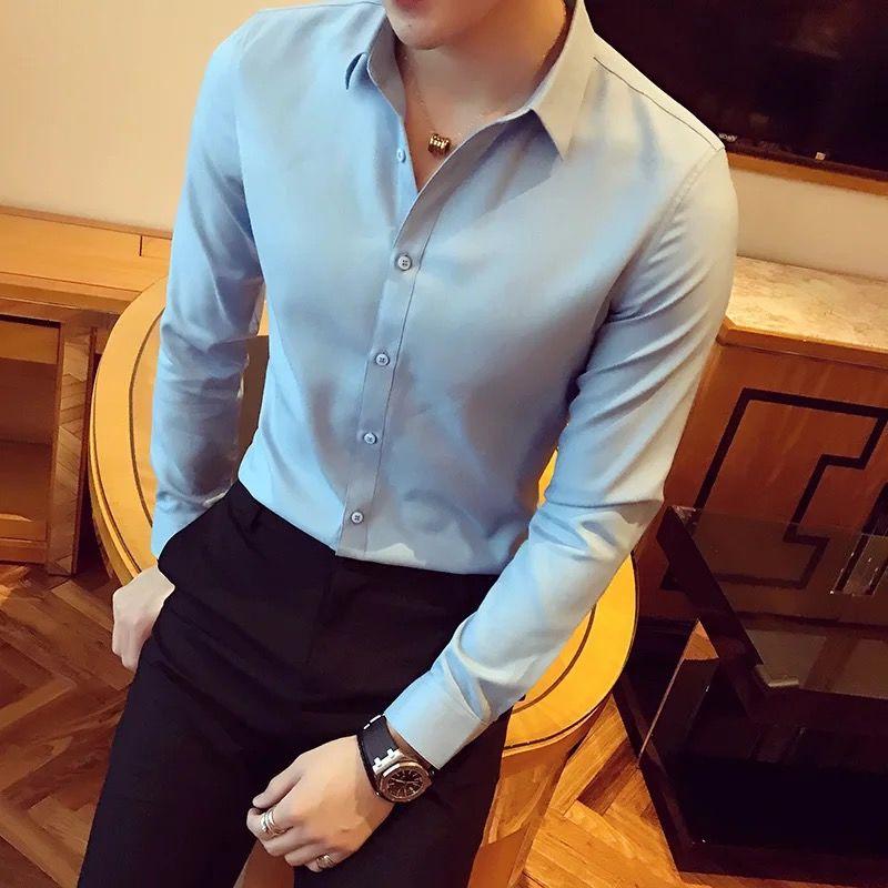 Men's Korean Style Summer Thin Trend Casual Shirt Youth Fashion Long-sleeved Shirt
