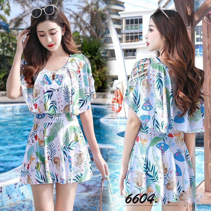 Swimsuit Women's One-Piece Swimsuit Covering The Belly Small Breasts Gathering Ladies Skirt Swimsuit Sweet Sexy Beach Swimsuit