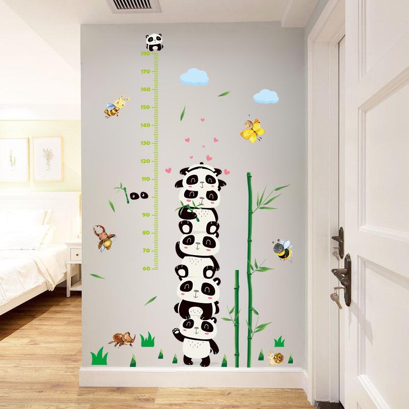 Panda tall cartoon height wall stickers bedroom living room background decoration removable stickers