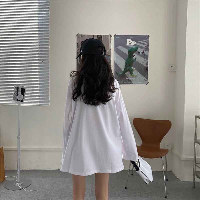 Summer Fall Women's T-Shirt Solid Color Basic Tee Round Neck Long Sleeve Tshirts Couple Women Man Casual Pullover