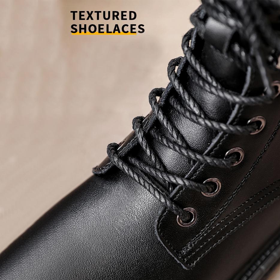 Leather Boots Women Winter Shoes Black Ankle Booties Platform Shoes Fashion Fall Shoes Flat Warm Fur Boots