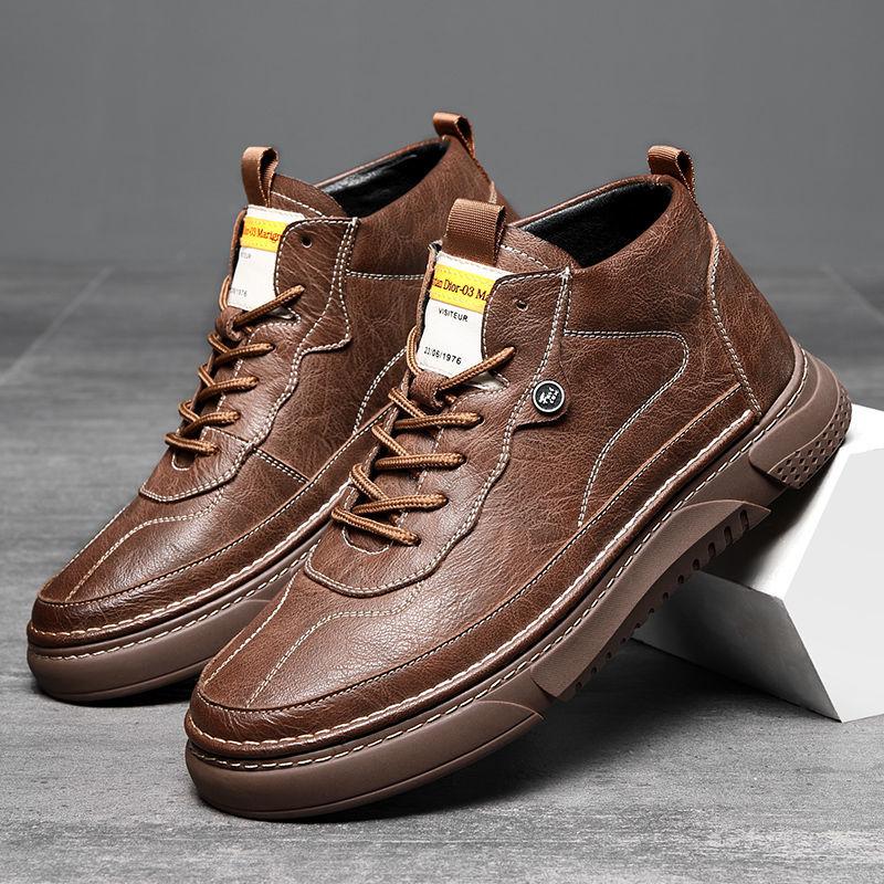 Retro Leather Men's Shoes Low-cut Boots All-match Tooling Shoes Casual Fashion Leather Boots