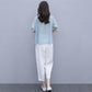 Women's Temperament Loose Thin Casual Two-piece Suit Elegant Casual Loose Suit Fabric Light Sweat-absorbent and Breathable