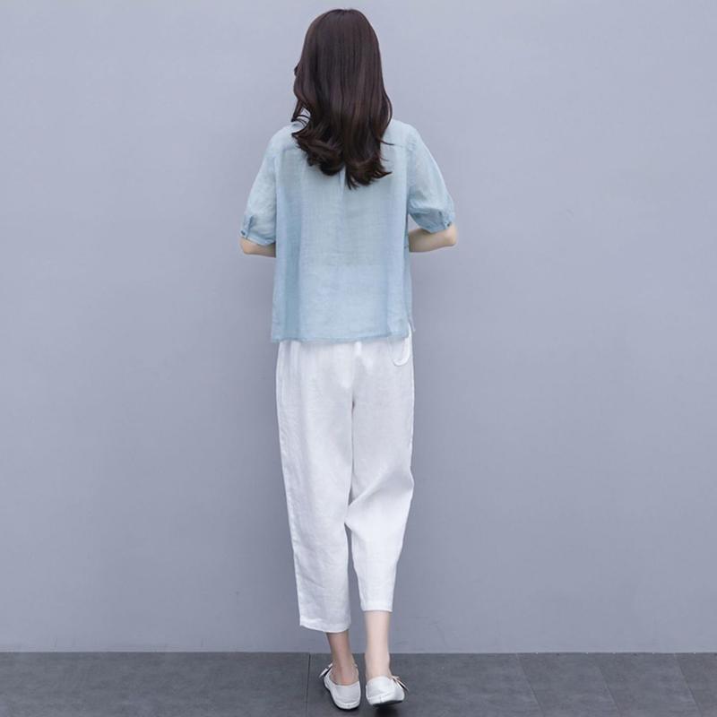 Women's Temperament Loose Thin Casual Two-piece Suit Elegant Casual Loose Suit Fabric Light Sweat-absorbent and Breathable