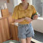 Short Sleeve T-Shirt Women Summer Loose Polo Collar Solid Color Top