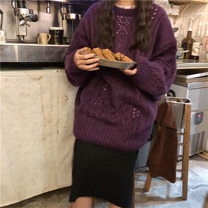 Spring   Autumn Women's Loose Casual Fashion Pullover Jacket Knitwear Top Mid-length Outer Sweater