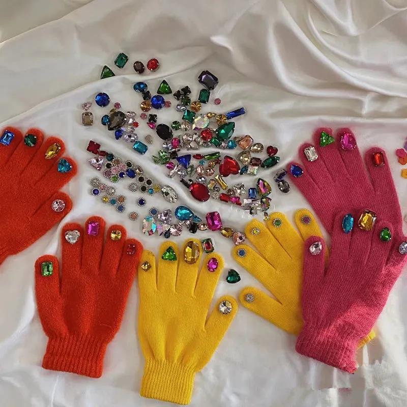 Nail Gloves Ins Luxury Nail DIY Color Diamond Gloves Thickening Warm Student Gloves