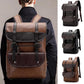 Men's Backpack PU Rucksack British Style Student Schoolbag