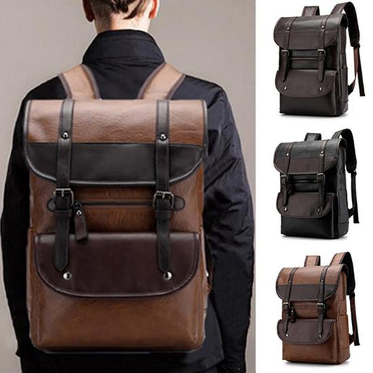 Men's Backpack PU Rucksack British Style Student Schoolbag