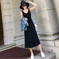 Suspender Knitted Dress Female Summer Slim Elegant Vest Long Ice Silk Slim Bottom Casual Dress