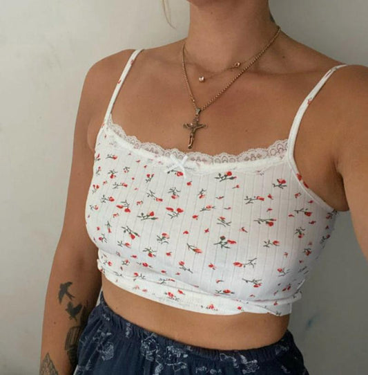 Summer Ladies Vest Small Fresh Floral Lace Stitching Camisole